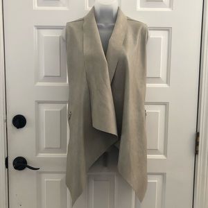 Bar III Light Gray Faux Leather and Suede Vest